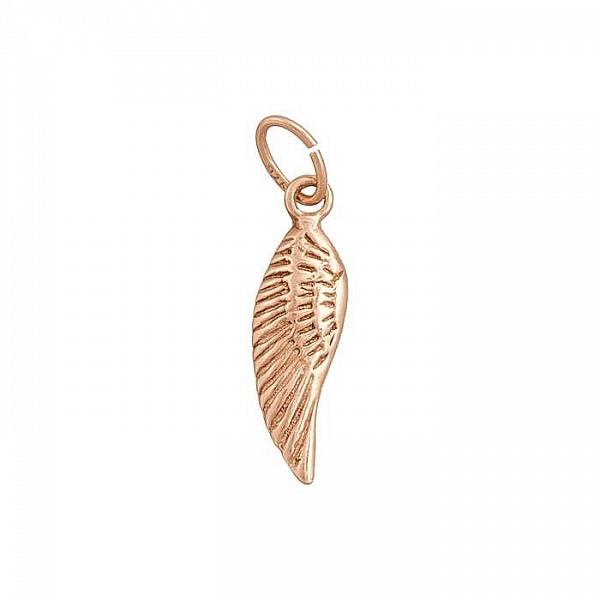 Angel Wing Charm With Bail 18x6mm Rose Gold Vermeil PK1