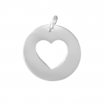 Cut Out Heart Disc Pendant 20mm Sterling Silver 925 PK1