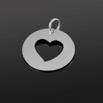 Cut Out Heart Disc Pendant 20mm Sterling Silver 925 PK1
