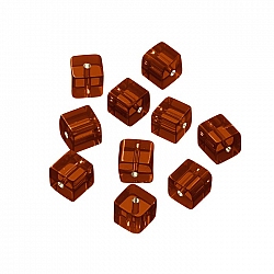 Small Transparent Red/Orange Cube Glass Beads 8mm PK10