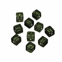 Small Transparent Dark Grey Cube Glass Beads 8mm PK10