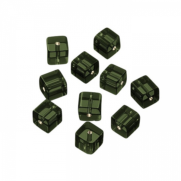 Small Transparent Dark Grey Cube Glass Beads 8mm PK10