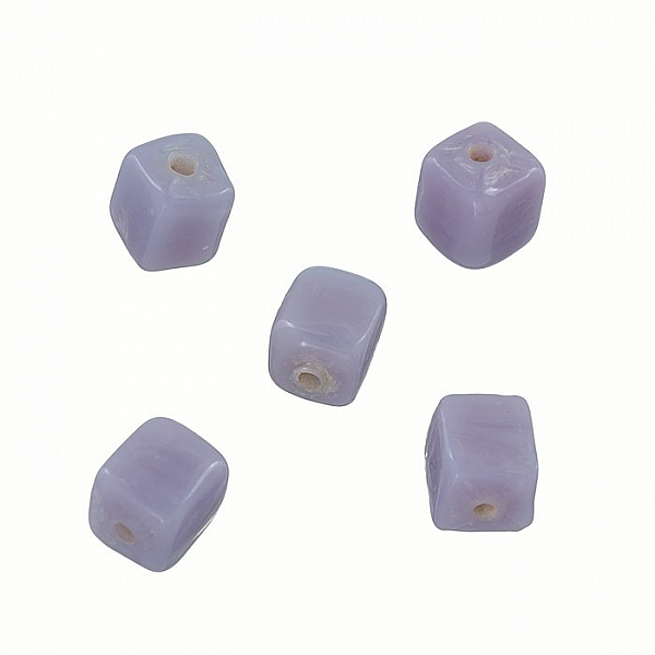 Handmade 7x9mm Opaque Violet Cuboid Glass Bead (PK5)