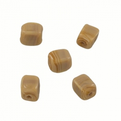 Handmade 7x9mm Opaque Lt Brown Cuboid Glass Beads (PK5)