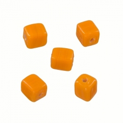 Handmade 7x9mm Opaque Orange Cuboid Glass Beads (PK5)