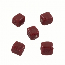 Handmade 7x9mm Opaque Dark Brown Cuboid Glass Beads PK5