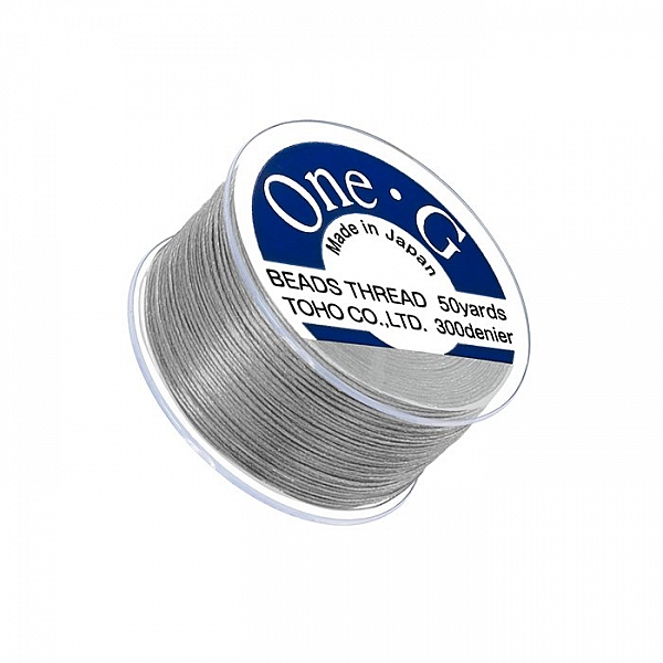 Toho One-G 0.2mm Nylon Beading Thread Light Grey 50yds