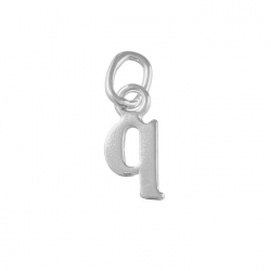 Alphabet Charm Lowercase 'q' 925 Sterling Silver 9x4.5mm