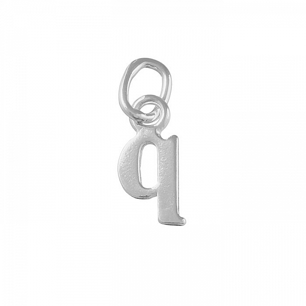 Alphabet Charm Lowercase 'q' 925 Sterling Silver 9x4.5mm