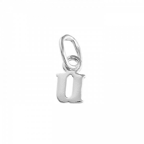 Alphabet Charm Lowercase 'u' 925 Sterling Silver 7x5mm