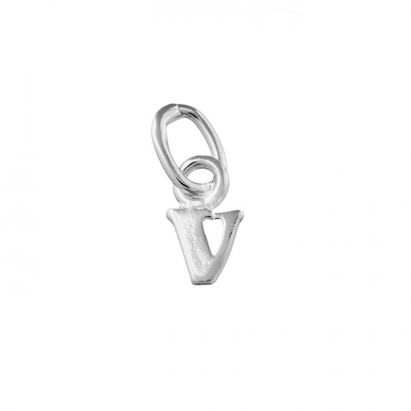 Alphabet Charm Lowercase 'v' 925 Sterling Silver 7x5mm