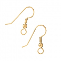 Gold Filled Fish Hook Earwire Ball & Spring 21mm 1 Pair