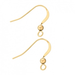 Gold Filled Fish Hook With 3mm Round Bead 17mm 1 Pair