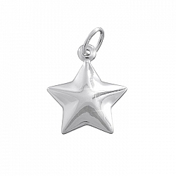 925 Sterling Silver 12mm Puffed Star Charm & Bail PK1