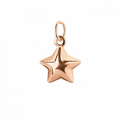 Puffed Star Charm With Jump Ring 10mm Rose Gold Plated