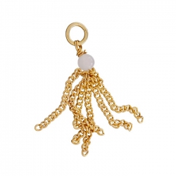 40mm Chain Tassel With 4mm Rose Quartz Bead Gold Plated