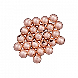 Rose Gold Plated 6mm Round Plain Shiny Spacer Bead PK25