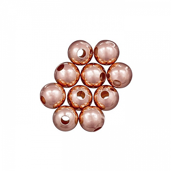 Rose Gold Plated 8mm Round Spacer Beads 2.5mm Hole PK10