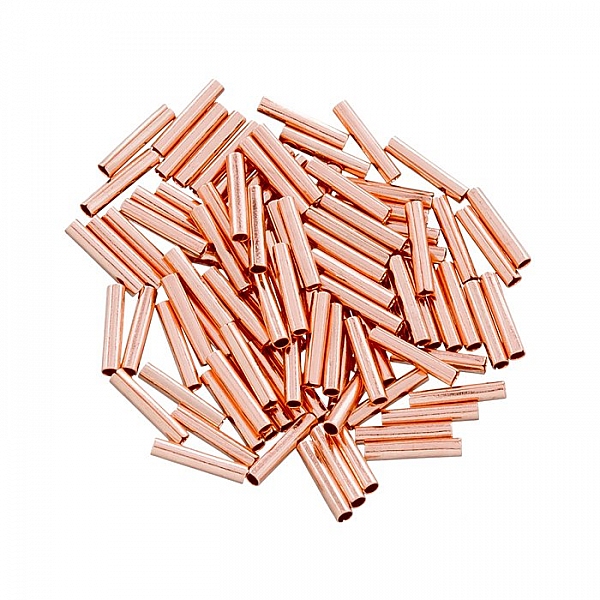 Rose Gold Plated 6x1.1mm Tube Metal Spacer Beads PK100
