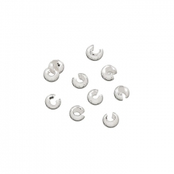 Crimp Bead Covers 3mm Sterling Silver 925 Findings PK10