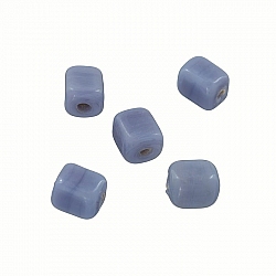 Shiny Opaque Violet 7mm Glass Cube Bead 2mm Hole (PK5)