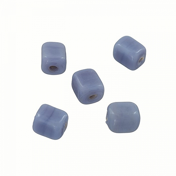 Shiny Opaque Violet 7mm Glass Cube Bead 2mm Hole (PK5)