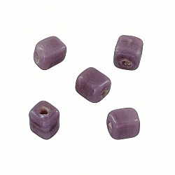 Shiny Opaque Lilac 7mm Glass Cube Beads 2mm Hole (PK5)