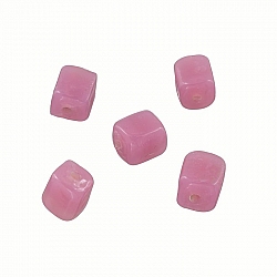 Opaque Pink Shiny 7mm Glass Cube Beads 2mm Hole (PK5)