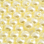 8mm Round Acrylic Pearl Beads Light Yellow Pack of 100