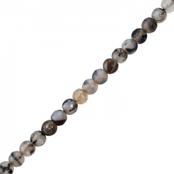 6mm Dragon Veins Agate Round Faceted Beads 14.5" Strand