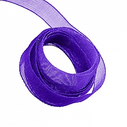Organza Sheer Ribbon 9mm Wide Dark Purple - 1m Length