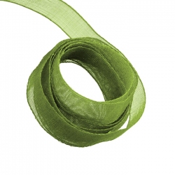 Organza Sheer Ribbon 9mm Wide Olive Green - 1m Length