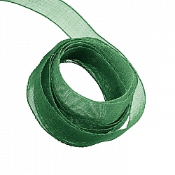 Organza Sheer Ribbon Dark Green 9mm Wide - 1m Length