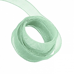 Organza Sheer Ribbon Light Green 9mm Wide - 1m Length