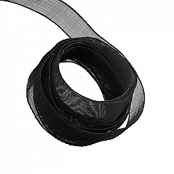 Black Organza Sheer Ribbon 9mm Wide - 1m Length
