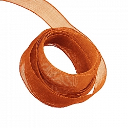 Organza Sheer Ribbon 9mm Wide Dark Orange - 1m Length