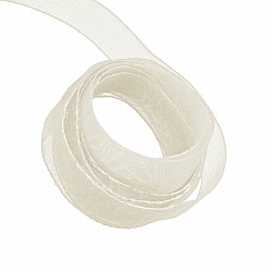 Organza Sheer Ribbon 9mm Wide Cream - 1m Length