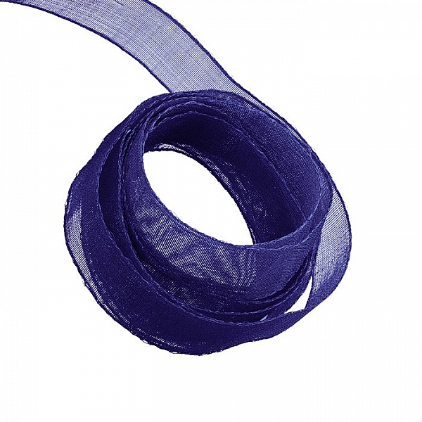Organza Sheer Ribbon 9mm Wide Navy Blue - 1m Length