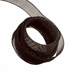 Organza Sheer Ribbon 9mm Wide Dark Brown - 1m Length
