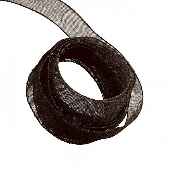 Organza Sheer Ribbon 9mm Wide Dark Brown - 1m Length