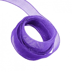 Organza Sheer Ribbon 9mm Wide Purple - 1m Length