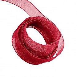 Organza Sheer Ribbon 9mm Wide Dark Red- 1m Length