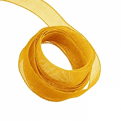 Organza Sheer Ribbon 9mm Wide Yellow - 1m Length