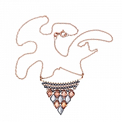 Honeyed Diamond Necklace GemDuo Pendant - Copper Chain
