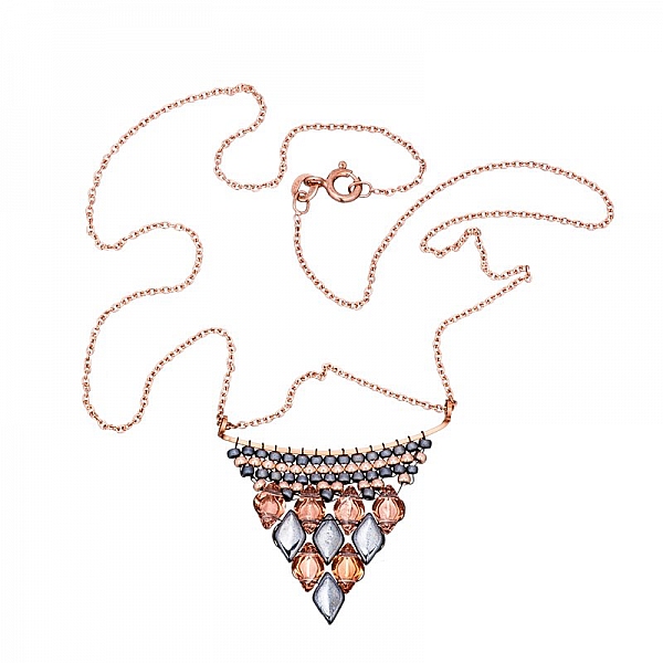 Honeyed Diamond Necklace GemDuo Pendant - Copper Chain