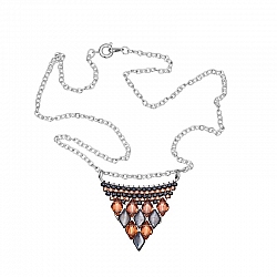 Honeyed Diamond Necklace GemDuo Pendant - Silver Chain