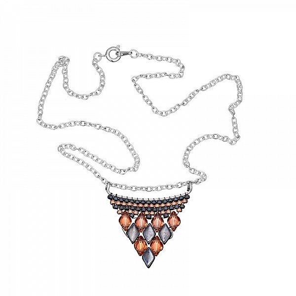 Honeyed Diamond Necklace GemDuo Pendant - Silver Chain