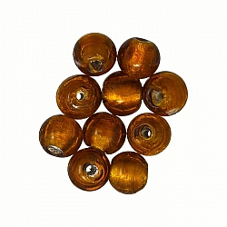 Silver Lined 7mm Round Glass Beads Amber/Pink Pack of 10
