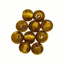 Silver Lined Handmade Round Glass Beads 7mm Amber PK10