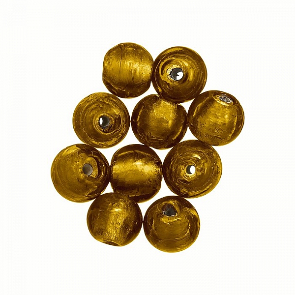 Silver Lined Handmade Round Glass Beads 7mm Amber PK10